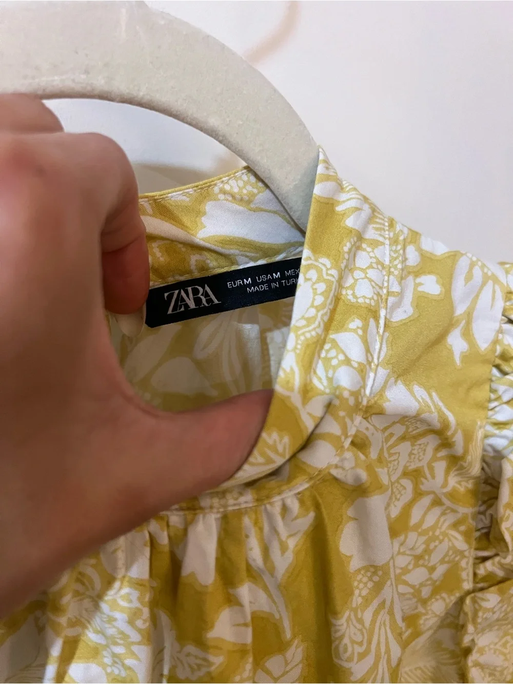 Zara Yellow White Floral Peplum Blouse